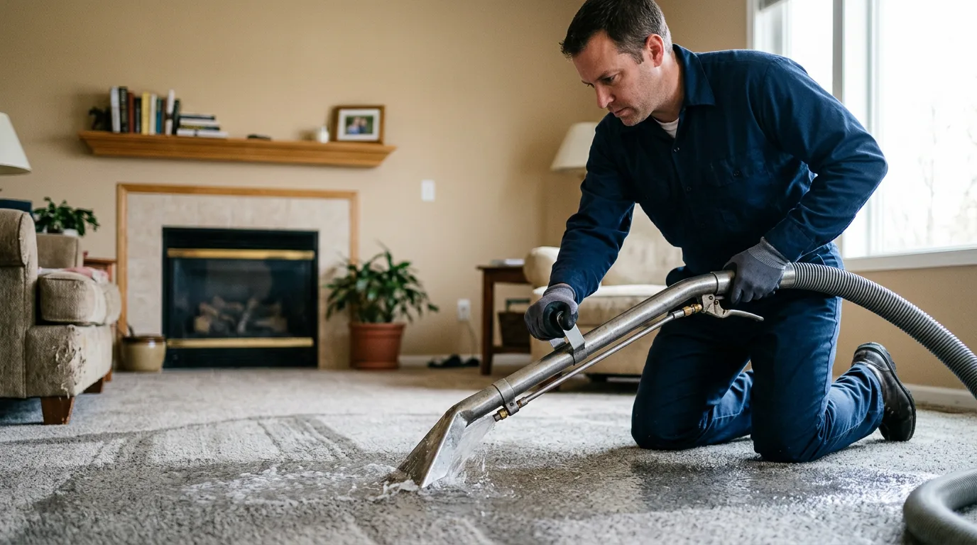 Water damage restoration technician working near Lickingville, PA